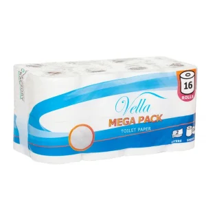 Papier toaletowy VELLA MEGAPACK  150 listków 2 warstwy celuloza biały 16 rolek