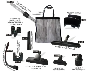 Zestaw sprzątający do odkurzaczy centralnych STANDARD KIT 12m